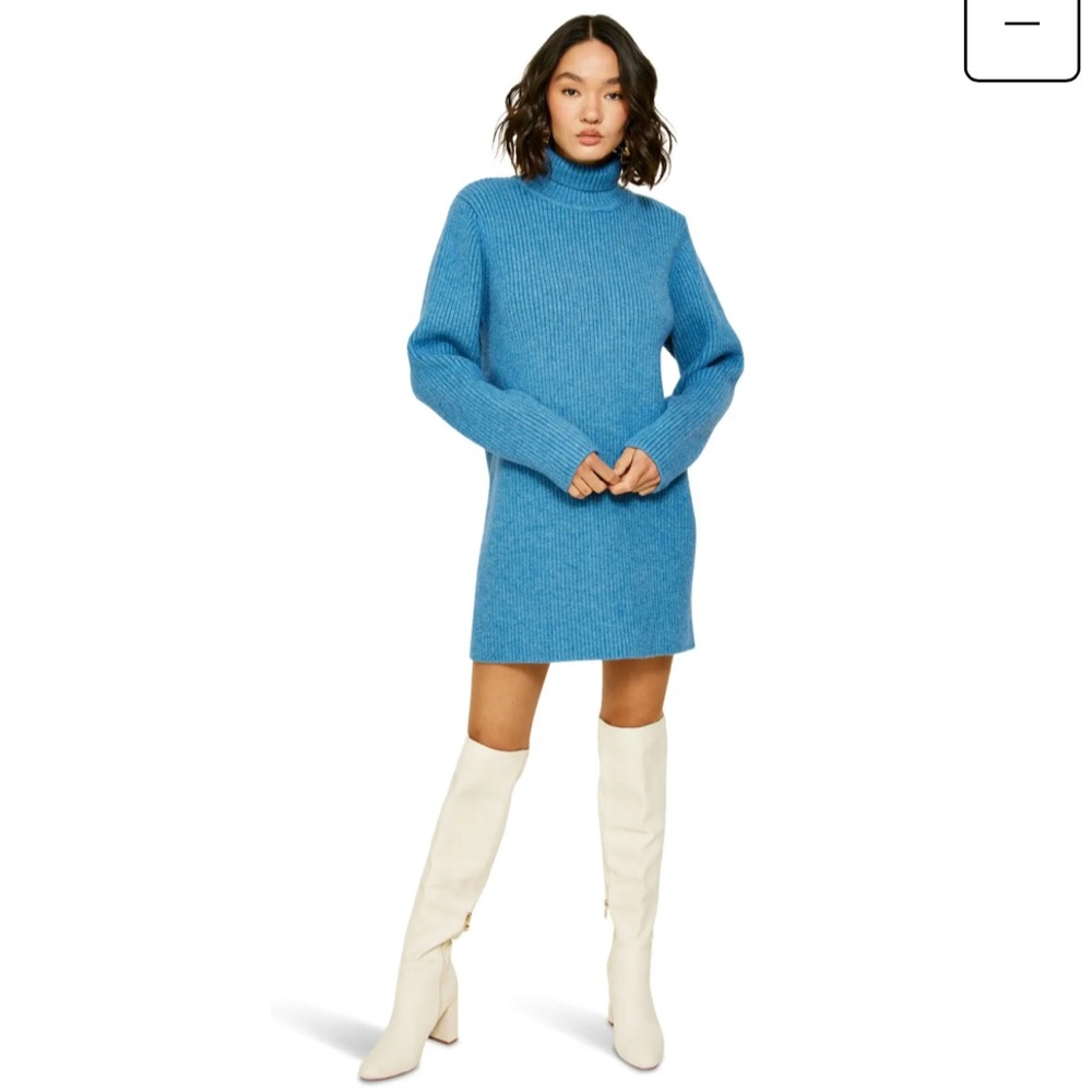 Lulus All Chill Bright Blue Knit Turtleneck Sweater
Dress